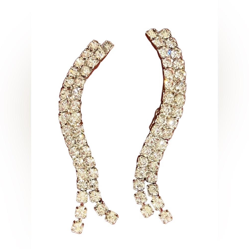Vintage Rhinestone Dangle Earring Jackets With Two Holes Each EUC